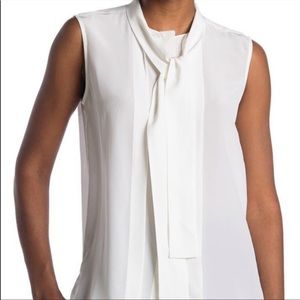 NWT Club Monaco Sleeveless Tie Neck Blouse